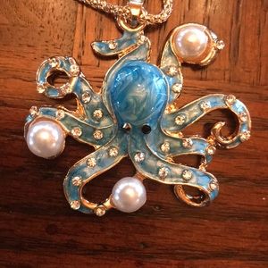 Blue and Gold Octopus Necklace
